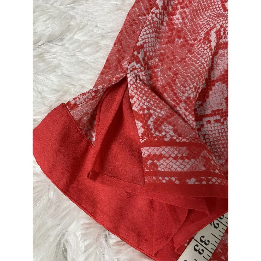 Michael Kors Tunic Dress Women's Size S Orange Sneak Print Long Sleeves Slits